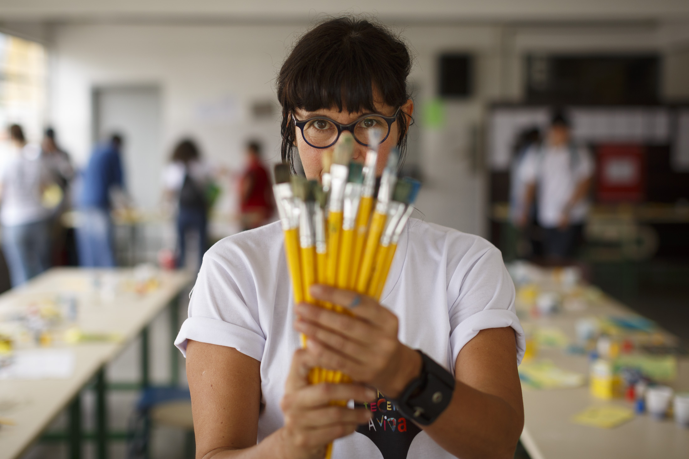 Projeto Fazendo Arte Tecendo a Vida da Unicultura, em escola da cidade Fazenda Rio Grande, na região metropolitana de Curitiba. 19/02/2018 Foto: Brunno Covello